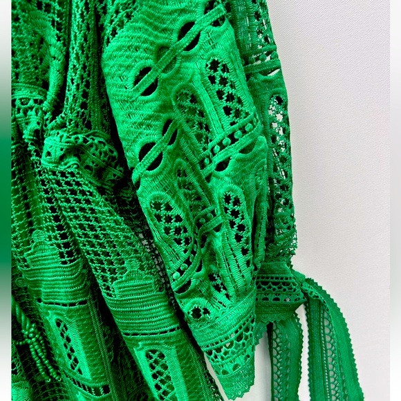 House Of Harlow 1960 Dress Green Guipure Lace Maxi Floral - Picture 5 of 10